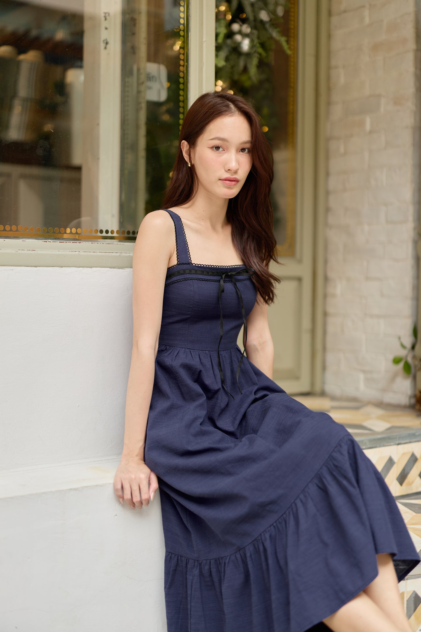 Edith Midi Dress (Navy)