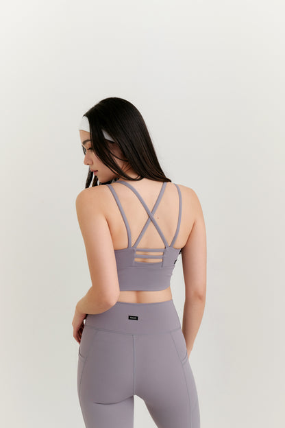 Glide Scoop Neck Longline Bra (Smoky Lilac)